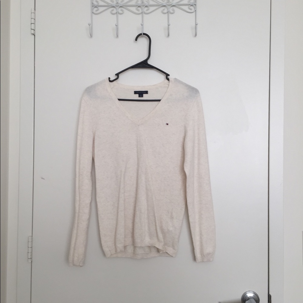 V-neck white sweater for women